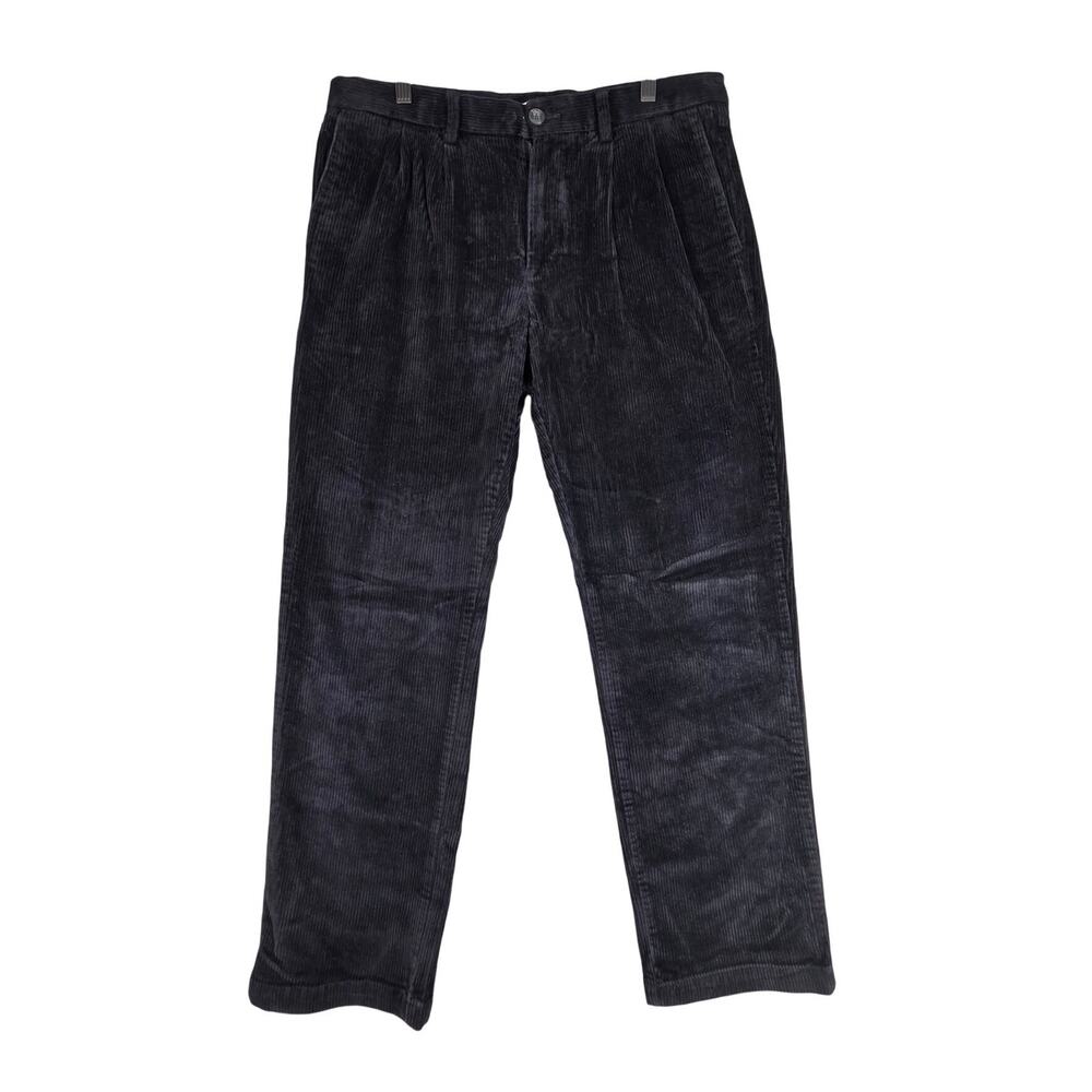 AMAZON ESSENTIALS PLEATED CORDUROY PANTS BLACK STRAIGHT LEG - MEN’S SIZE 32x30